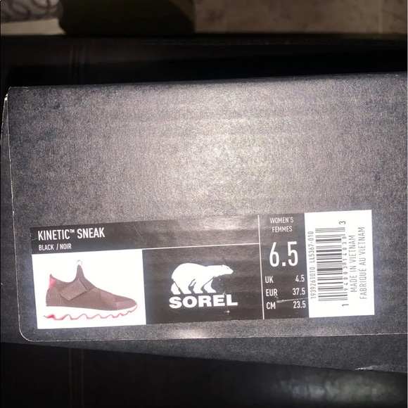 Sorel Black Noir Kinetic Sneak Sneakers 6.5 - Picture 7 of 8